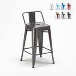 Tabouret de bar cuisine industriel en acier avec dossier h61cm Steel Top Couleur: Gris