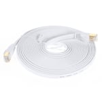 CAT-7 - Ethernet/Nätverk Kabel Platt/flat - RJ45 stik - 10 Gbps - 5 Meter - Vit