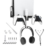 Kit de montage mural PS5 pour PS5 avec support de manette, support de casque et support à distance, pour PS5 Disque/numérique, Noir , Mode