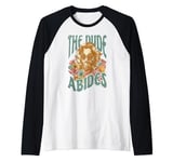 The Big Lebowski Dude Abides Floral Portrait Raglan Baseball Tee