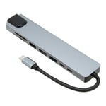 8 in 1 -telakointiasema Type C - PD USB C USB3.0 USB2.0 Muistikortti Muistikortti HD Multimedialiitäntä RJ45 Telakointi Harmaa