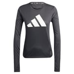 adidas Femme Run It Long Sleeve Stripes Tee, Black, XL