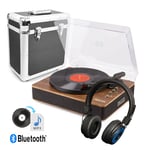 Vinyl Player with Bluetooth Out, Speakers, Wireless Headphones, RC80 Record Case