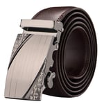 GJF Ceinture à cliquet pour Hommes, Ceinture en Cuir à Boucle Automatique de Nouvelle Mode, Ceinture de Robe d'affaires, Largeur 3,5 cm, Convient pour Une Taille de 32 à 42 pouces-brown-130cm