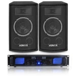 2x Vonyx  6" Party Disco Speakers + Amplifier + Cables Home Audio System 300W