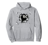 Eight Ball Chest Explosion 8 Ball Billiards Pullover Hoodie