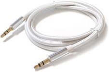 Realmax Câble auxiliaire pour iPhone dans la voiture - Jack universel en nylon tressé audio auxiliaire 3.5 mm vers prise mâle stéréo compatible avec iPod, iPad, Sony, Beats taille unique blanc