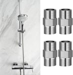 4Pcs Raccord De Tuyau Hexagonal 1/2 Pouce Utilisé Pour Raccorder L'Arrivée D'Eau Rallonge De Tuyau De Douche Connecteur De Tuyaux Mâle To Mâle Pour Douche Salle De Bain