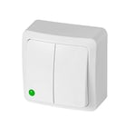 ELEKTROPLAST 1 interrupteur IP44 - Prise murale pour pièces humides Schuko Hermes ANTRA (double interrupteur 0332-07) x, blanc, L x P x H : 62 mm x 42