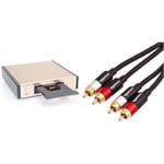 MADISON - MAD-CD10 - Lecteur CD et Tuner FM avec USB et télécommande - Rose Gold brossé & Amazon Basics Câble Audio RCA 2 mâles vers 2 mâles - 2.4 m, Rouge/Blanc