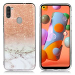 Samsung Marble Galaxy A11 kuoret - Luumu / Valkoinen Marmori