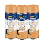 Dulux Valentine Peinture Intérieure et Extérieure Aérosol Color Touch - Effet Métal Or 400 ml - Lot de 3