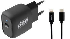 Cirafon 20 W Usb-c Strömadapter + Usb-c To Lightning Svart 1m