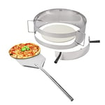 BARBEC-U Anneau à pizza, transforme un gril à marmite en four à pizza, diamètre réglable de 46 à 56 cm, Acier inoxydable, anneau à pizza avec thermomètre intégré, pelle à et pierre