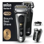 Braun Series 9 PRO+ 9527s, Rasoir Électrique Pour Homme, 5 Éléments De Rasage, Tondeuse De Précision Intégrée, Étui PowerCase, Étanche, 60 Min D'autonomie, Fabriqué En Allemagne, Argent