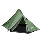 Campingtält 2 Person Glasfiber Polyester Mörkgrön 345X150X112Cm Pinnar