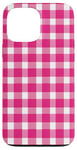 iPhone 13 Pro Max Pink Checkered Plaid Flannel Gingham Pattern Checker Rustic Case