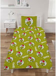 The Grinch Christmas Fleece Single Duvet Set - Green