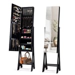 Freestanding Mirror Jewelry Cabinet Organizer W/ Full Length Mirror Built-in LED