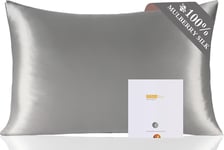 ZIMASILK 100% Mulberry Silk Pillowcase for Hair Standard 50x75cm, Dark Grey 