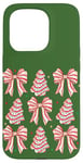 iPhone 15 Pro Kelly Green Christmas Tree Cakes Coquette Ribbon Bow Cake Case