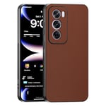 TAUYN Coque pour Oppo Reno 12 Pro 5G / Reno12 Pro 5G, Ultra-Fin Premium PU Cuir Back et Monture en Silicone Souple Etui, Antichoc, Anti-Rayures Bumper Housse. - Brun