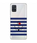 Coque Galaxy S20 ancre raye fleur coeur bleu transparente