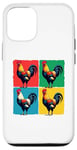 iPhone 12/12 Pro Colorful Funny Chicken Art, Crazy Chicken Rooster Family Case