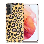 Marmormotiv Samsung Galaxy S21 skal - Leopardmönster Gul