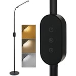 ZMH Lampadaire LED liseuse de salon Dimmable - lampadaire moderne lampadaire tactile noir 9W avec minuterie et fonction mémoire lampe de travail