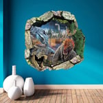 Cartoon Animal 3d Dinosaurieögon Stora Väggklistermärken Jurassic Park Poster Heminredning Vardagsrum Diy Dekaler Golvväggmålning