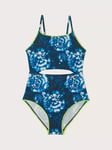 Monsoon Kids' Storm Tie Dye Cut Out Swimsuit, Blue