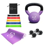 Home Strength Training Yoga Mat Resistance Bands 8kg Dumbbell 12kg Kettlebell