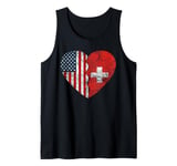 Swiss American Flags Heart | United States Switzerland Roots Tank Top