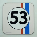 HERBIE 53 - Inspired by The Love Bug - Drinks Coaster / Bar Mat - Sturdy, Gloss