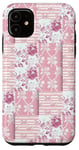 iPhone 11 Light Pink Flowers & Bows Gingham Coquette Girly Aesthetic Case