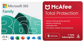 Microsoft / McAfee 365 Family 6 People & 1 Year, 5 Device