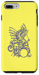 Coque pour iPhone 7 Plus/8 Plus Dragon jouant de la batterie Cool Drummer Animal Rock Musicien