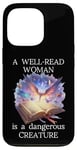 Coque pour iPhone 13 Pro A Well Read Woman is a Dangerous Creature Floral Book Reader