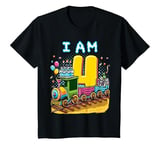 Youth I Am 4 4th Bday Train Party Fourth Birthday Four Year Old T-Shirt