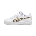 Puma Girls Carina 2.0 Animal Update Jr Sneakers, Puma White-Putty-Puma Gold, 4.5 UK