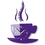 FLEXISTYLE Mug Time for Coffee Horloge Murale de Cuisine Moderne, Horloge Murale Romaine 3D, décoration (Violet (Myrtille))