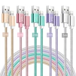 Cable Iphone Chargeur, [1m+2m+3m] 5pack Certifié Mfi Câble Lightning Coloured Nylon Braid Chargeur Rapide Iphone Compatible Avec Iphone 14 13 12 11 Pro Max Xr Xs X 8 7 6 Plus Se