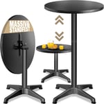 Casaria - Table de bar bistrot pliable ronde ⌀ 60 cm réglable en hauteur 70 cm / 115 cm 2 en 1 en acier mange debout Noir