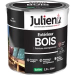 Julien - Peinture Bois Microporeux Extérieur Satin - Portes, fenêtres, portails, mobilier de jardin - Noir 2,5 l - Noir