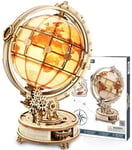 ROWOOD Puzzle 3D Bois Globe Lumineux Maquette en Bois a Construire Adulte - Kits de Modèles de Bricolage Construction Jouet - Cadeaux de Noël et d'anniversaire pour Adultes et Adolescents