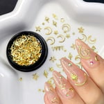 1 Ask med guld stjärna och måne nagelcharms nagelkonst nitar 3D metallisk stjärna måne nagel nitar strass stjärna nagel smycken dekor