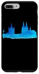 Coque pour iPhone 7 Plus/8 Plus Cathédrale de Cologne Peinture bleue Silhouette Köln