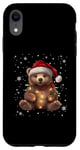 Coque pour iPhone XR Ours de Noël Lumières de Noël Père Noël Ours en peluche Noël