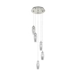 Eglo Suspension Farsala à 5 Ampoules en Métal et Verre Fumé et Cristaux de Granille en Nickel Mat Noir Transparent Pour Le Salon, Culot G9